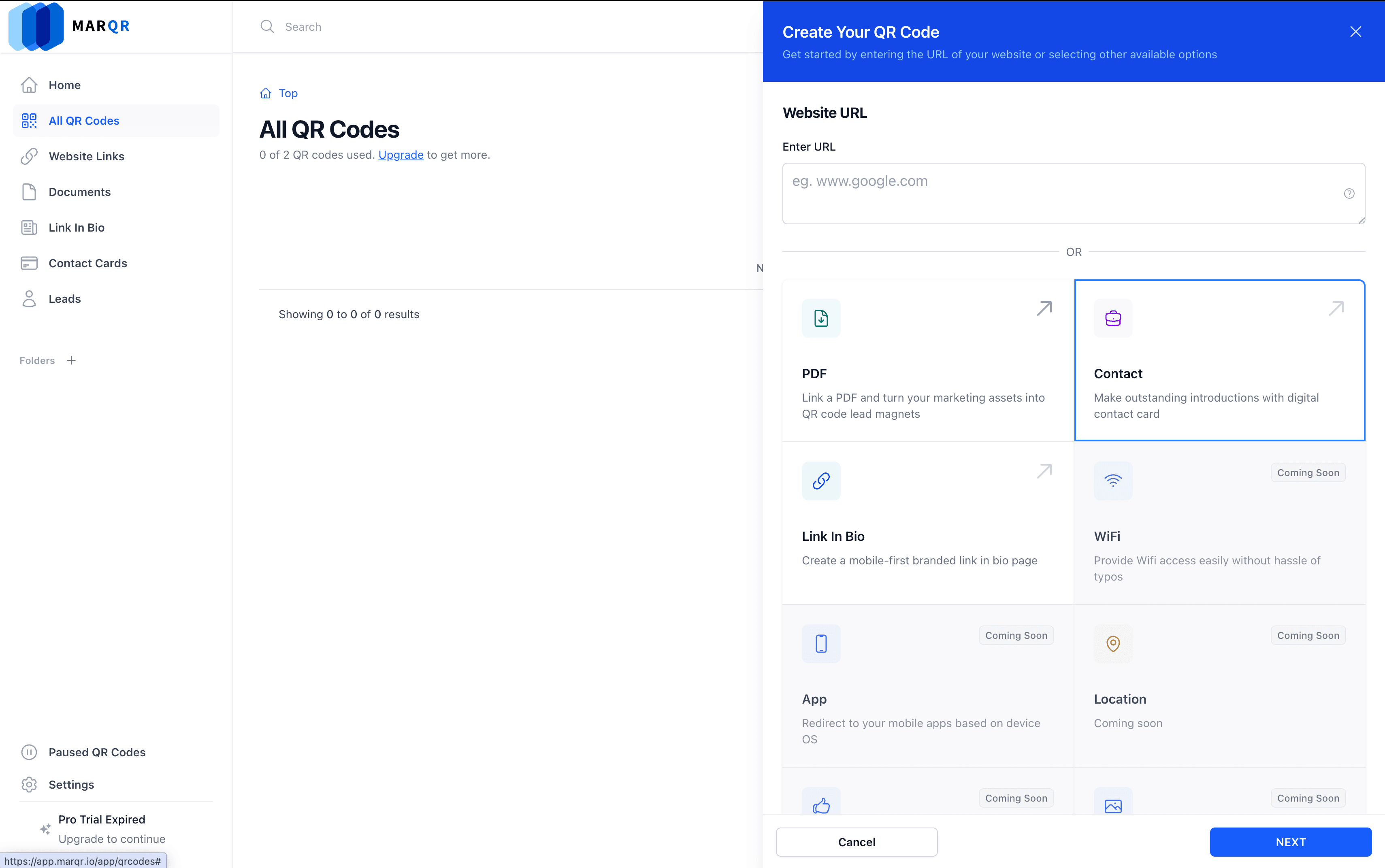 Marqr Create QR Side Panel
