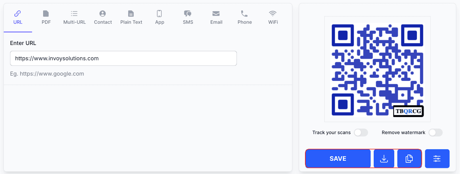Save, download, or directly copy custom QR to clipboard from the free QR code generator